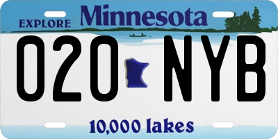MN license plate 020NYB