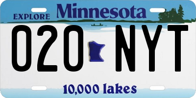 MN license plate 020NYT