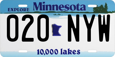 MN license plate 020NYW