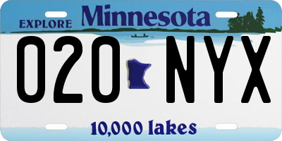 MN license plate 020NYX