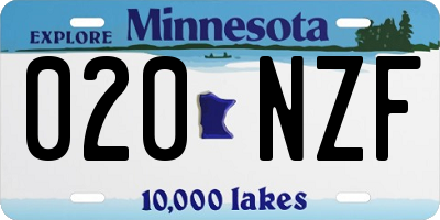 MN license plate 020NZF