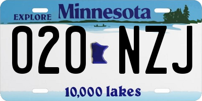 MN license plate 020NZJ