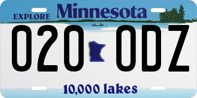 MN license plate 020ODZ
