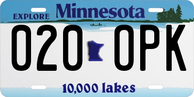 MN license plate 020OPK