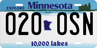 MN license plate 020OSN