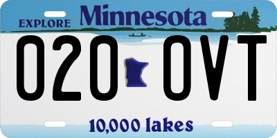 MN license plate 020OVT