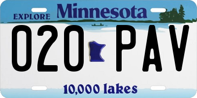 MN license plate 020PAV