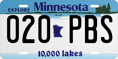 MN license plate 020PBS