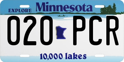 MN license plate 020PCR