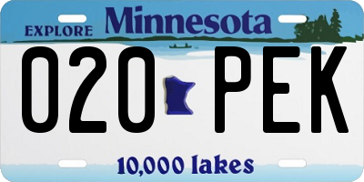 MN license plate 020PEK