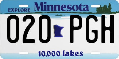 MN license plate 020PGH