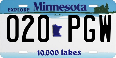 MN license plate 020PGW