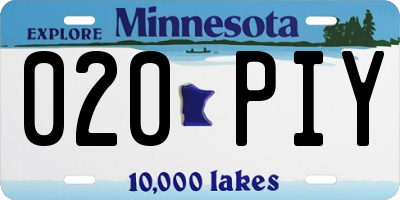 MN license plate 020PIY