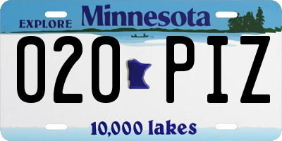 MN license plate 020PIZ