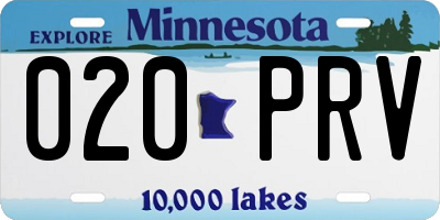 MN license plate 020PRV