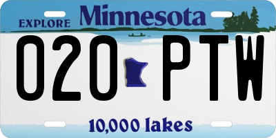 MN license plate 020PTW