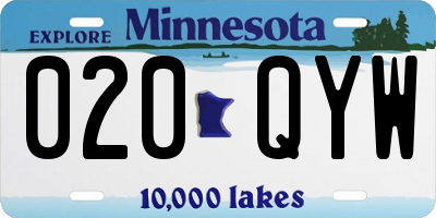 MN license plate 020QYW