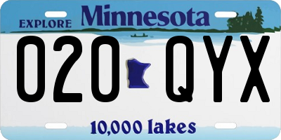 MN license plate 020QYX