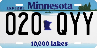 MN license plate 020QYY