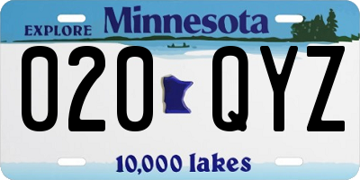 MN license plate 020QYZ
