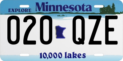 MN license plate 020QZE