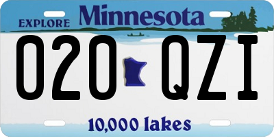 MN license plate 020QZI