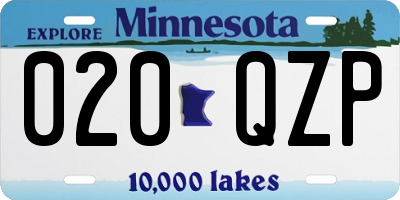MN license plate 020QZP