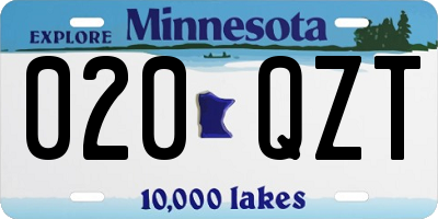 MN license plate 020QZT