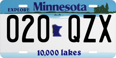 MN license plate 020QZX