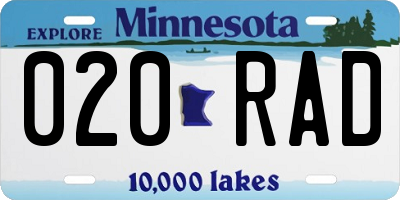 MN license plate 020RAD
