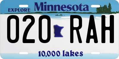 MN license plate 020RAH