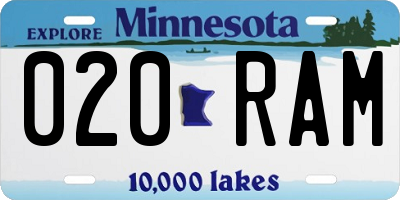 MN license plate 020RAM