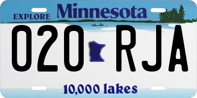 MN license plate 020RJA