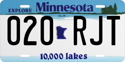 MN license plate 020RJT