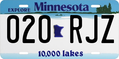 MN license plate 020RJZ