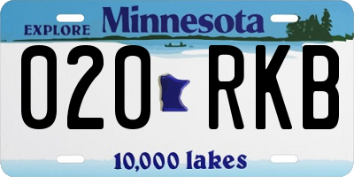 MN license plate 020RKB