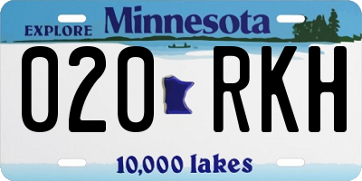 MN license plate 020RKH