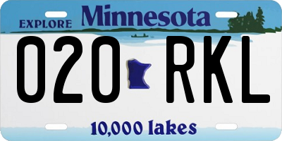 MN license plate 020RKL
