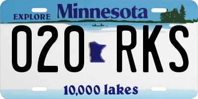 MN license plate 020RKS