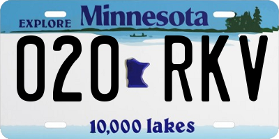 MN license plate 020RKV