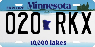 MN license plate 020RKX