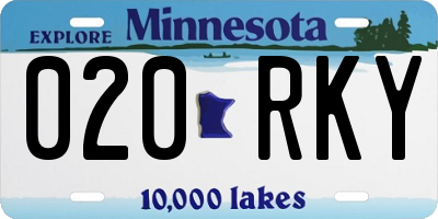 MN license plate 020RKY
