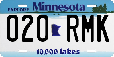 MN license plate 020RMK