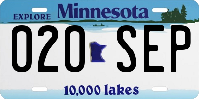 MN license plate 020SEP