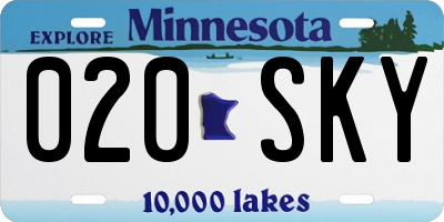 MN license plate 020SKY