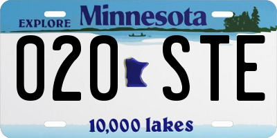 MN license plate 020STE