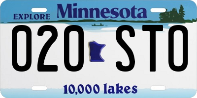MN license plate 020STO