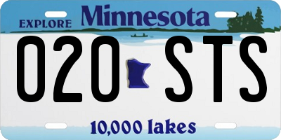 MN license plate 020STS