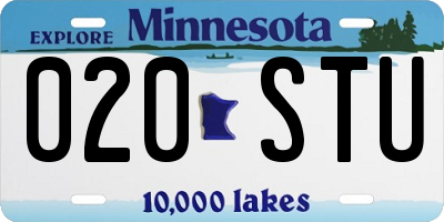 MN license plate 020STU