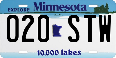 MN license plate 020STW